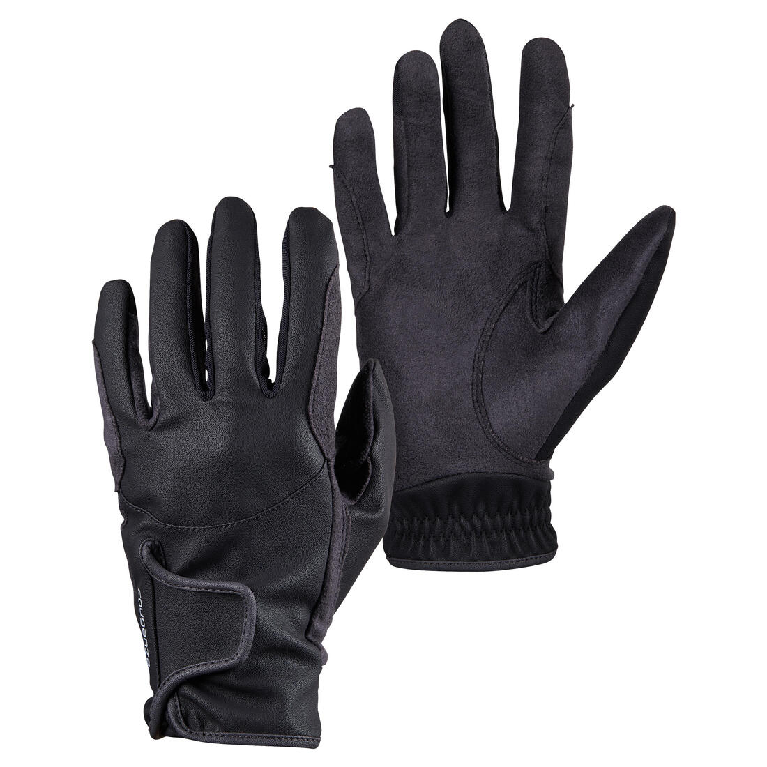 Guantes equitación júnior 500 negro y gris - Image 3