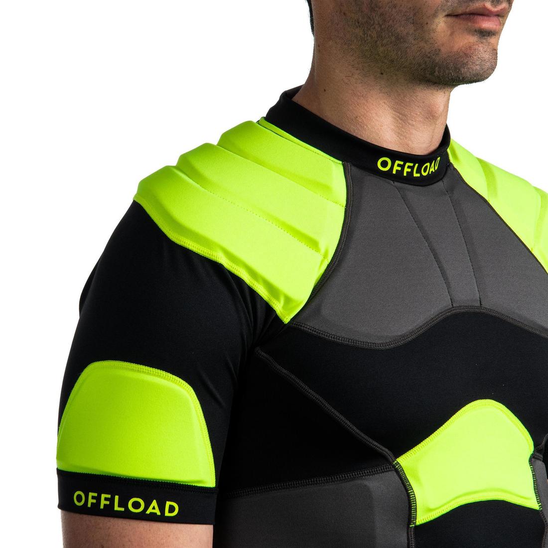 Hombrera de rugby negro con amarillo para hombre R500 - Image 3