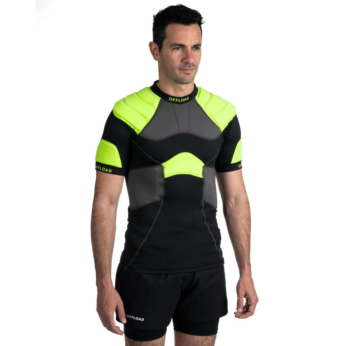 Hombrera de rugby negro con amarillo para hombre R500 - Image 8