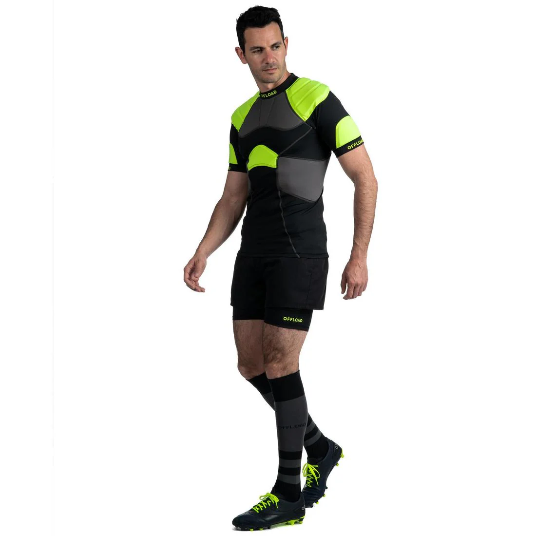 Hombrera de rugby negro con amarillo para hombre R500 - Image 9