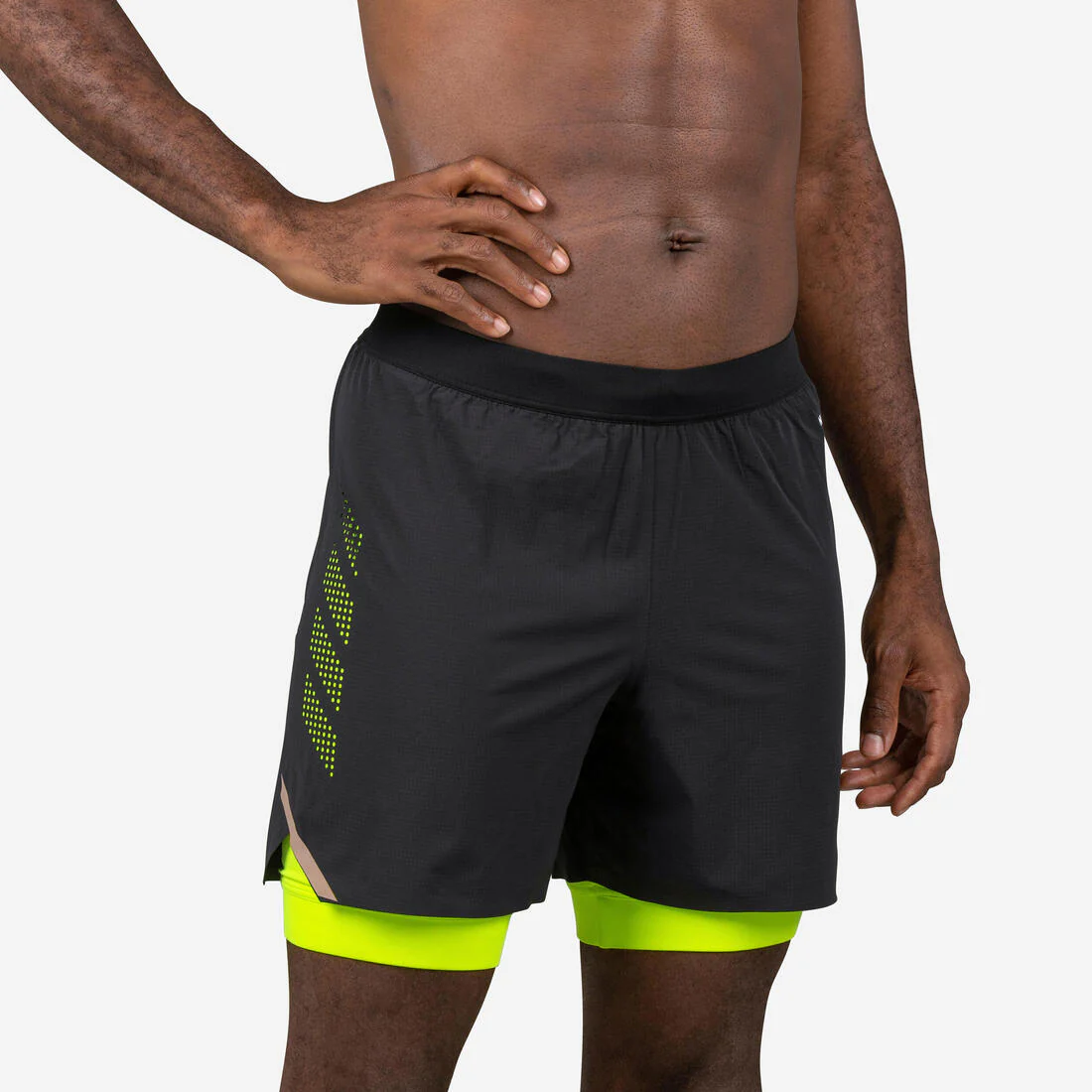 Jammer-Bermudas Natación 500 Fiti Hombre Negro-Amarillo