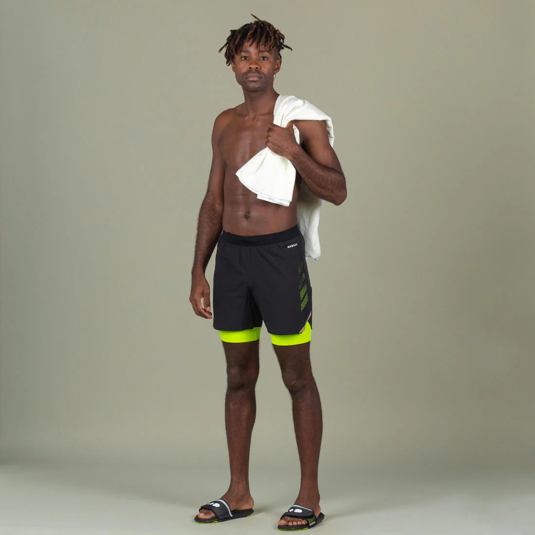 Jammer-Bermudas Natación 500 Fiti Hombre Negro-Amarillo - Image 2