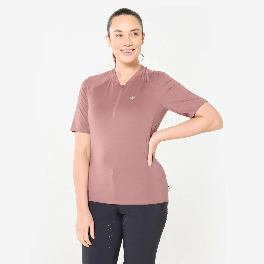 Jersey Ciclismo MTB Expl 500 Mujer Burdeos Manga Corta - Image 3