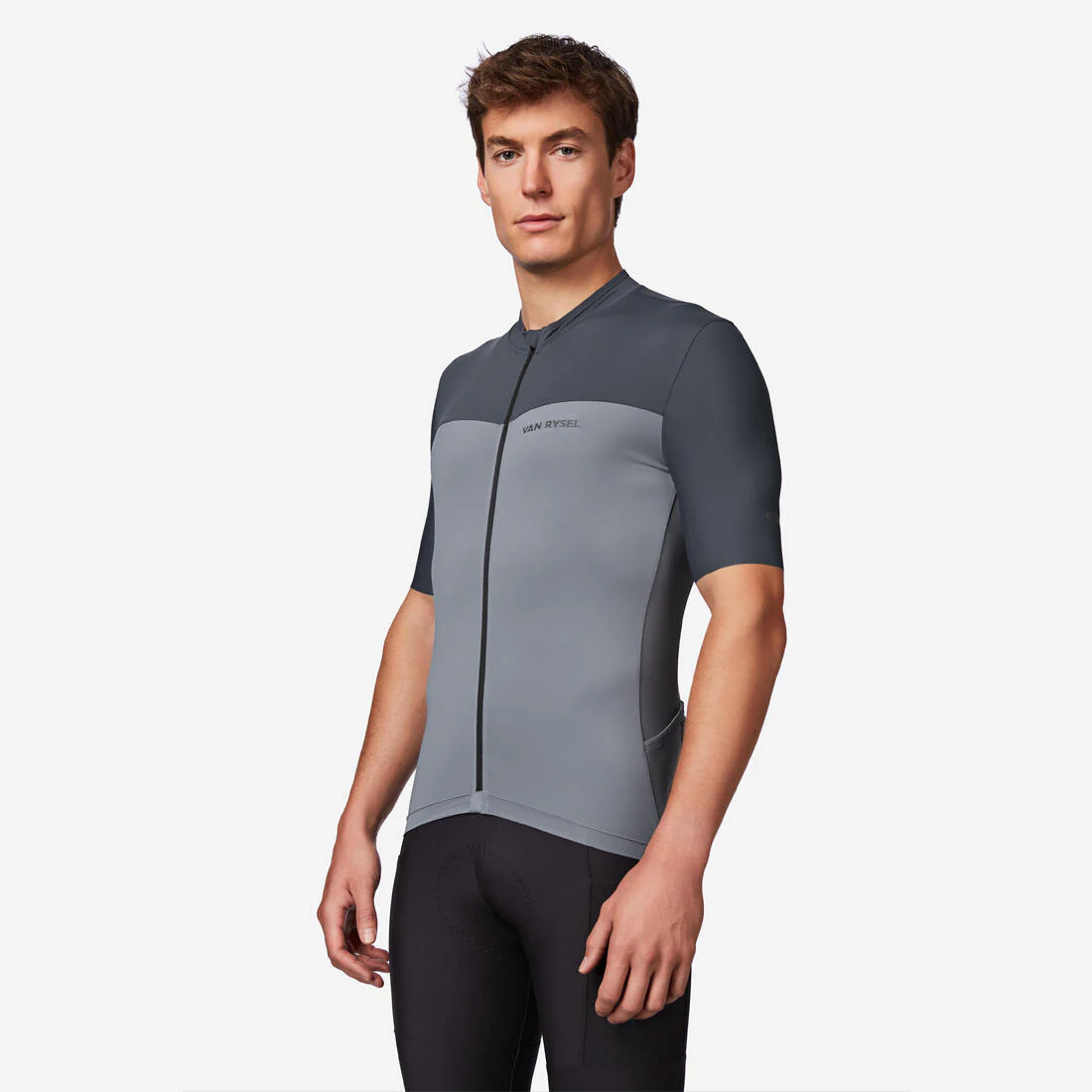 Jersey de ciclismo en carretera ajustado de manga corta gris para hombre EDR 2 - Image 13