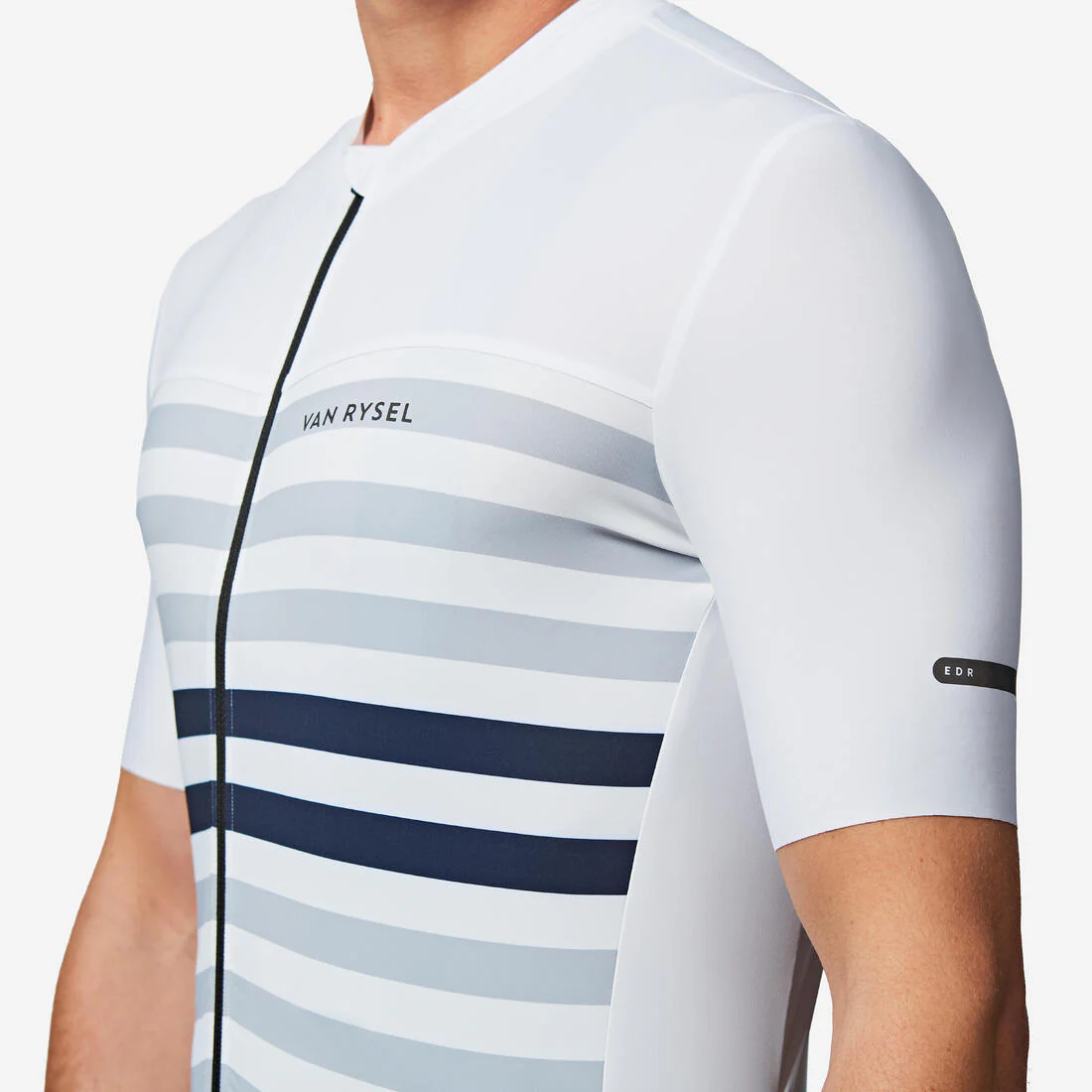 Jersey de ciclismo en carretera ajustado de manga corta gris para hombre EDR 2 - Image 14