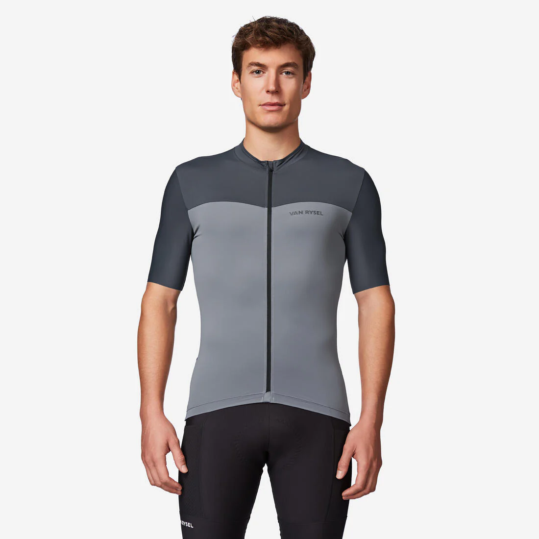 Jersey de ciclismo en carretera ajustado de manga corta gris para hombre EDR 2 - Image 2