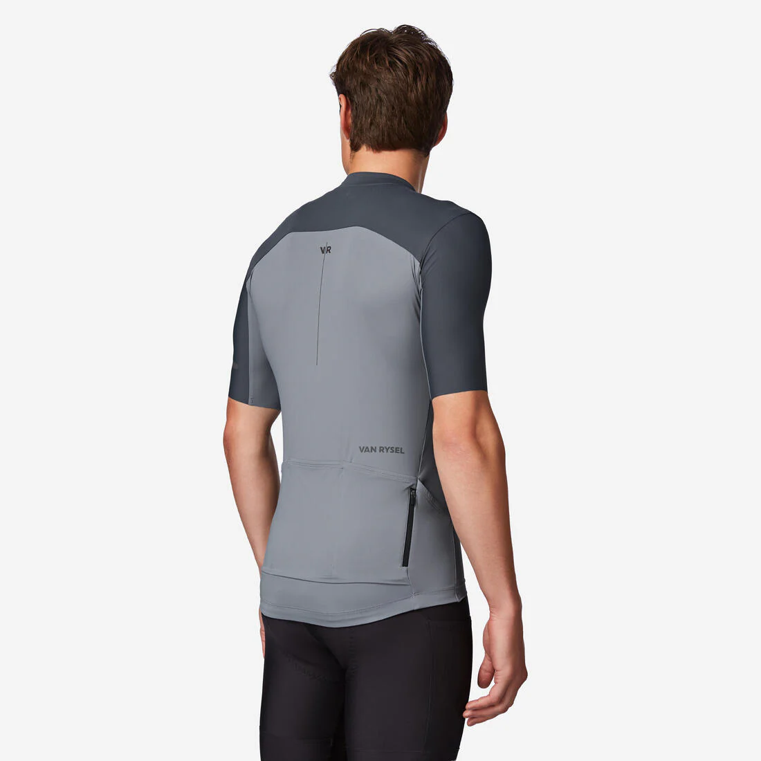 Jersey de ciclismo en carretera ajustado de manga corta gris para hombre EDR 2 - Image 3