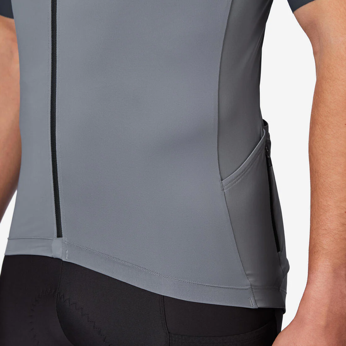 Jersey de ciclismo en carretera ajustado de manga corta gris para hombre EDR 2 - Image 8