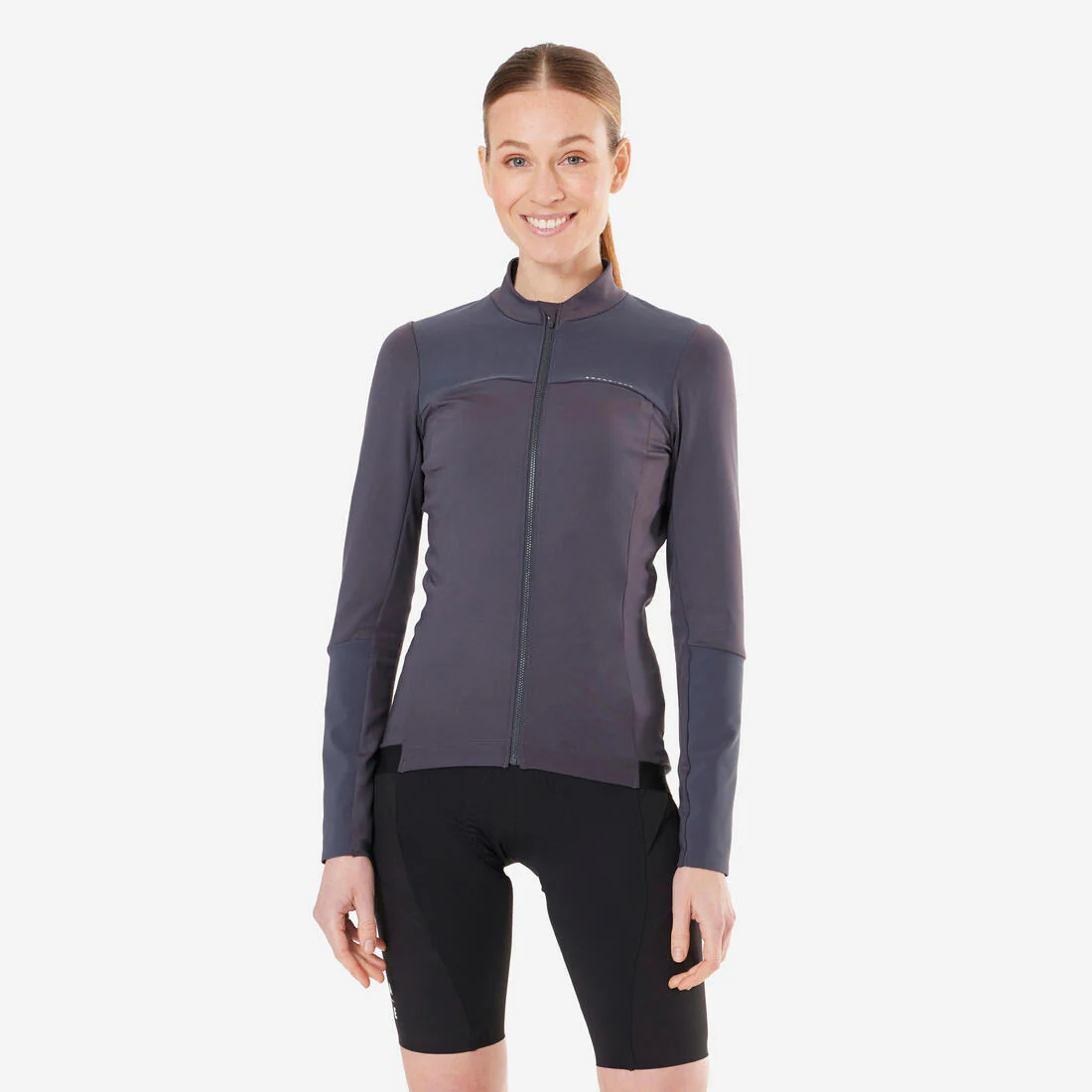 Jersey de ciclismo MTB Cross Country de manga larga para frío gris para mujer