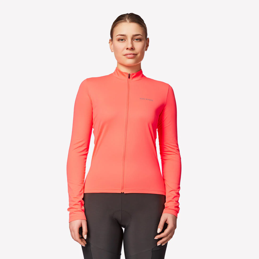 Jersey manga larga ciclismo carretera mujer 100 coral - Image 2