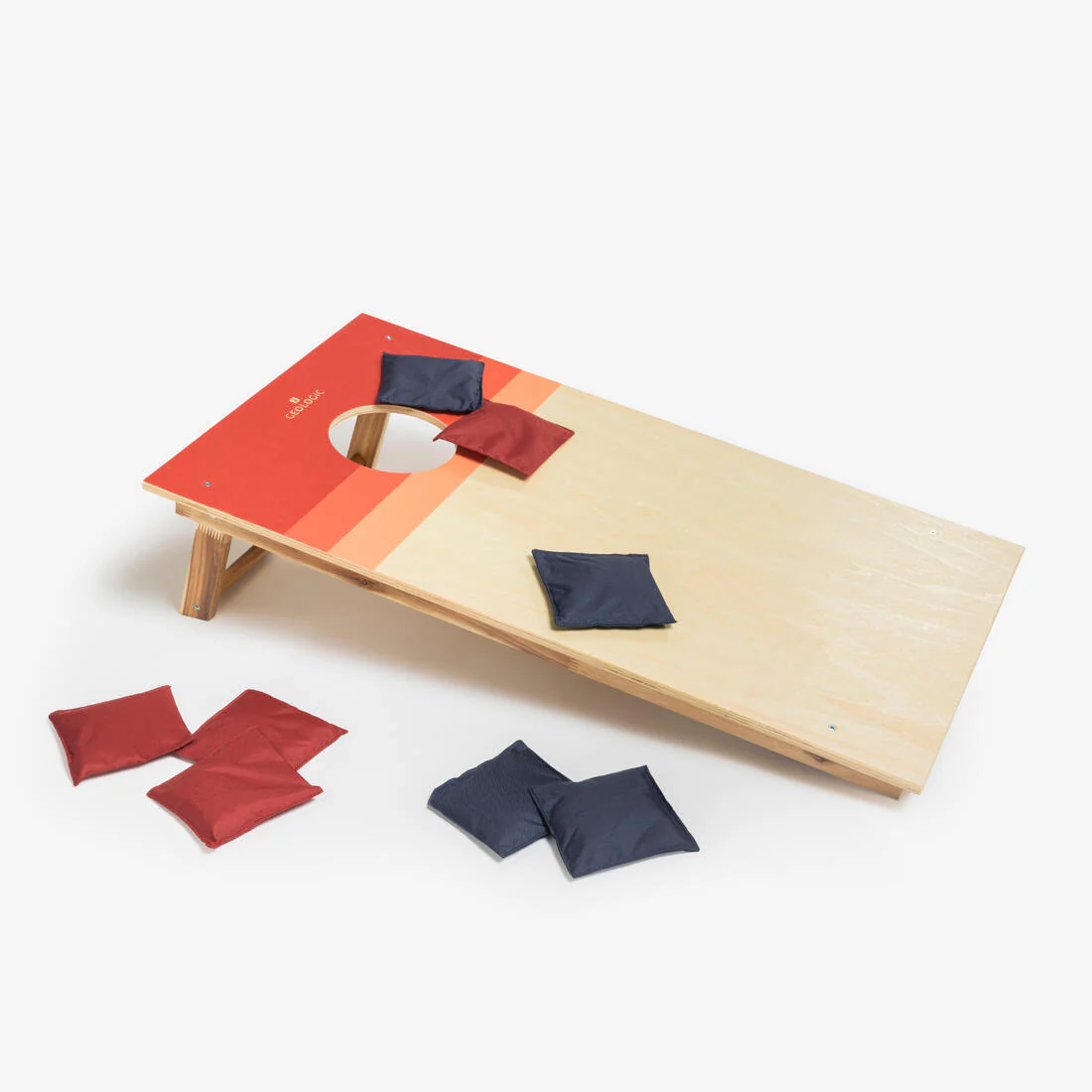 Juego de cornhole compacto listo para jugar
