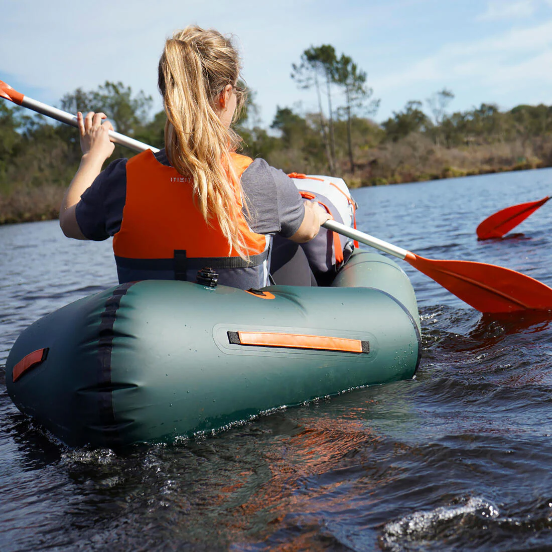 Kayak inflable de río tipo packraft de TPU para 1 persona PR100 - Image 12