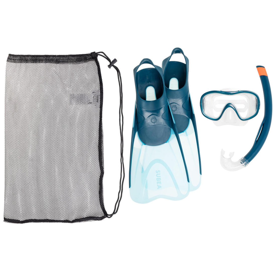 Kit de buceo con aletas, máscara y tubo azul para adulto Snorkel SNK 500