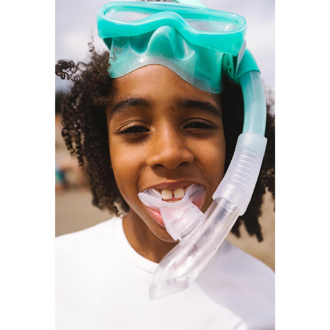 Kit de buceo con máscara y tubo de snorkel con válvula verde para niños 100 - Image 13