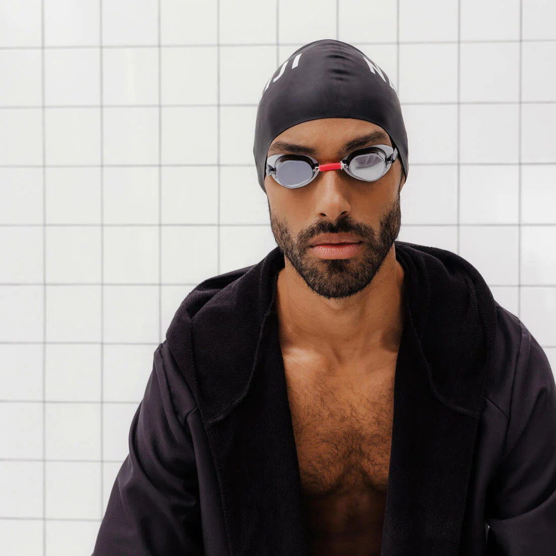 Kit de goggles de natación suecos cristales espejo negro con rojo unitalla - Image 3