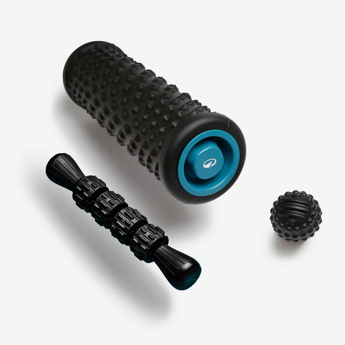 Kit de masaje: rodillo, pelota y bastón de masaje