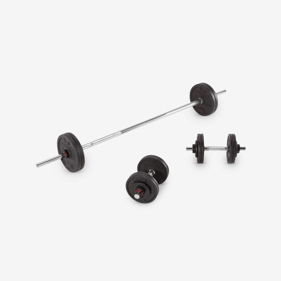 Kit de musculación de 50 kg con mancuernas y barra