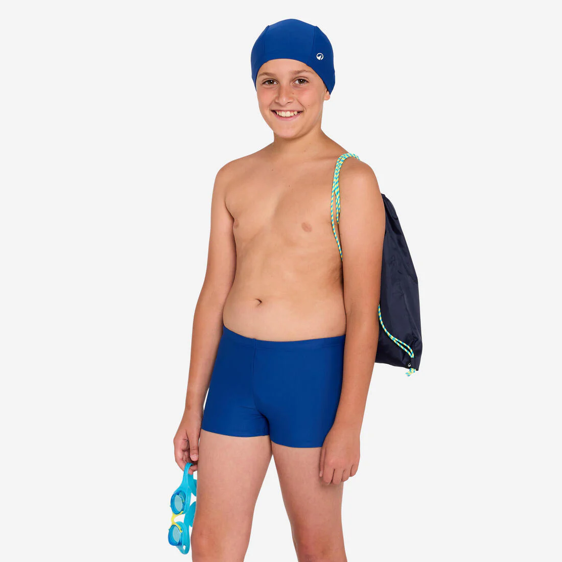 Kit de natación de traje de baño, lentes, gorro y bolsa azul 100para niño 100 - Image 4