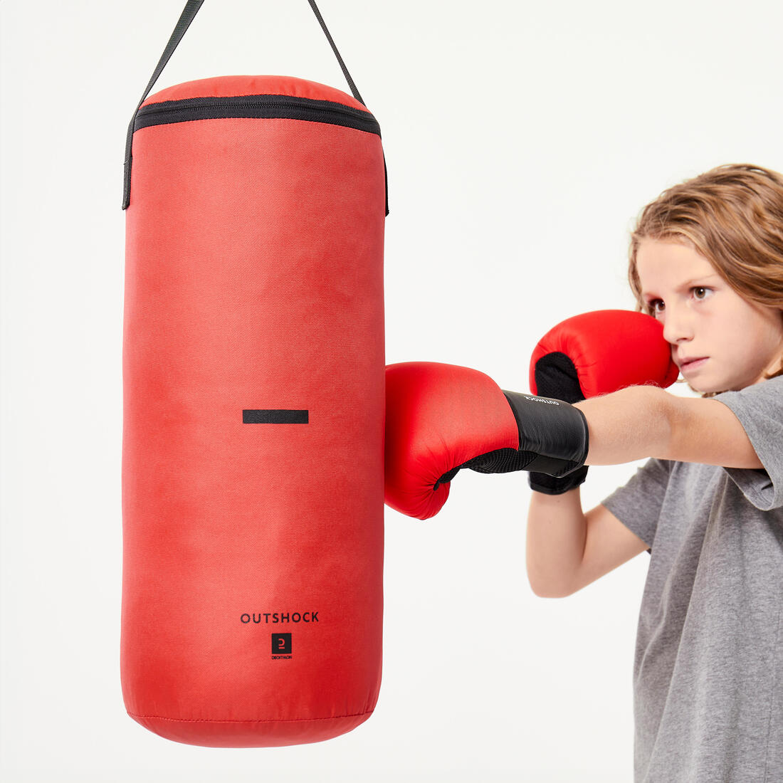 Kit de saco de box y guantes rojos para niños - Image 3