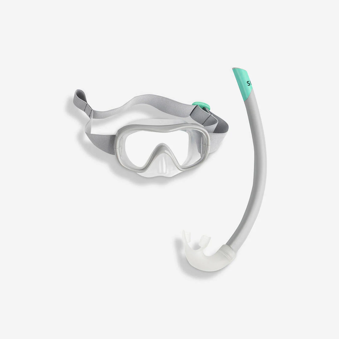Kit de snorkel con máscara y tubo gris para niños Subea 100