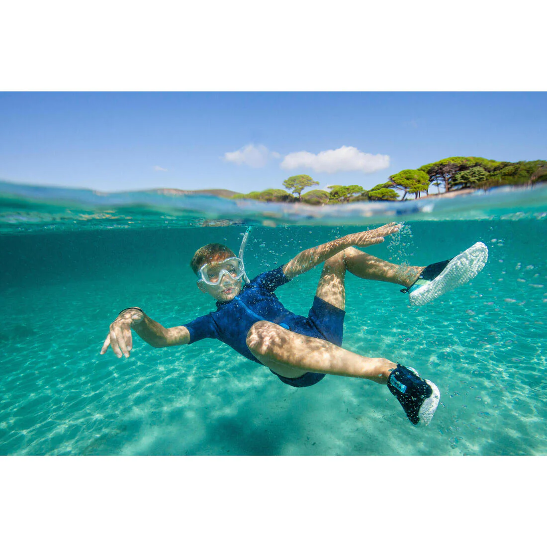 Kit de snorkel con máscara y tubo gris para niños Subea 100 - Image 11