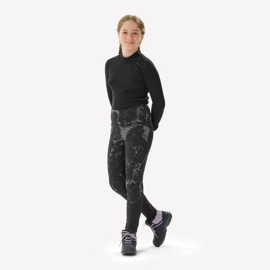 Leggings cálidos de senderismo niños 7-15 años NH100 negro