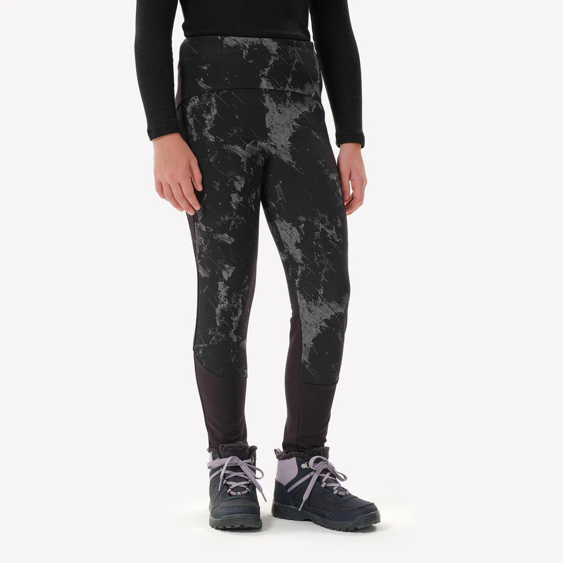 Leggings cálidos de senderismo niños 7-15 años NH100 negro - Image 2
