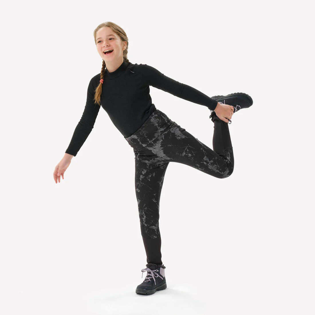 Leggings cálidos de senderismo niños 7-15 años NH100 negro - Image 8