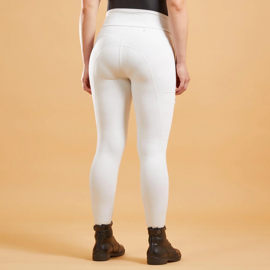 Leggings de equitación de competencia blancos para mujer 500 Fullgrip - Image 2