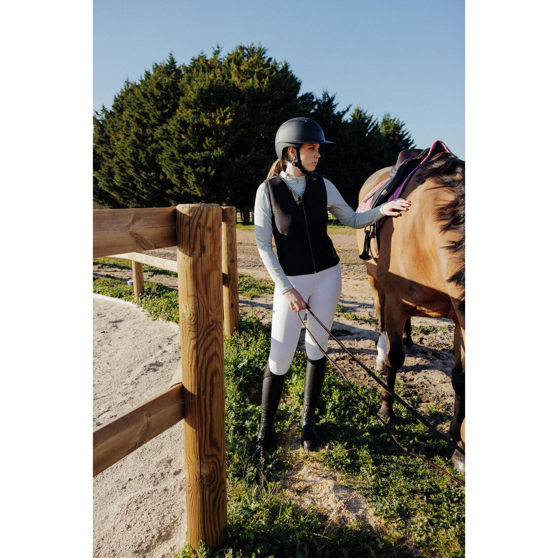 Leggings de equitación de competencia blancos para mujer 500 Fullgrip - Image 9