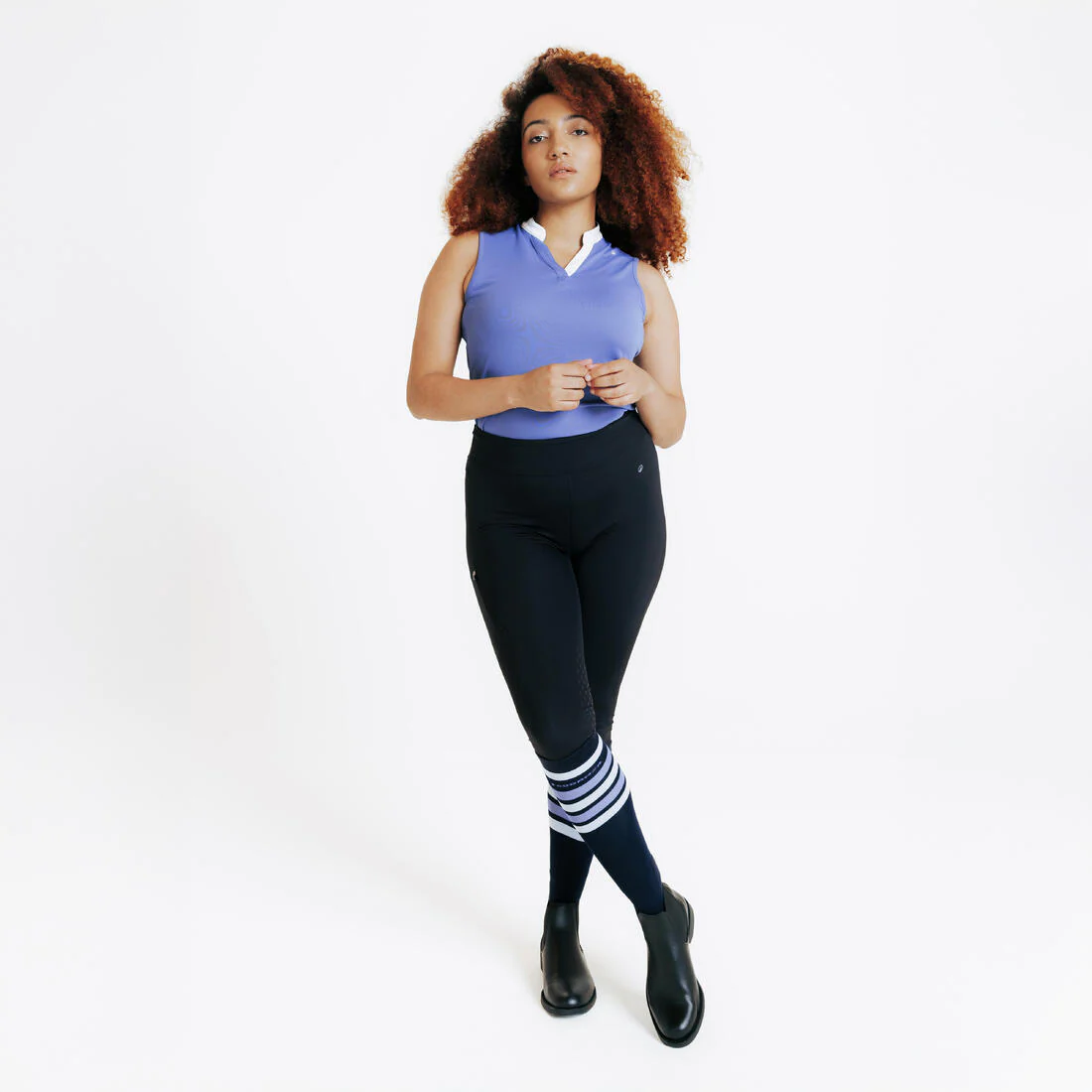 Leggings de equitación ligeros con fullgrip azul cometa para mujer - Image 3