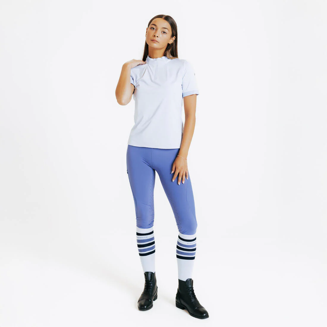 Leggings de equitación ligeros con fullgrip azul cometa para mujer - Image 4