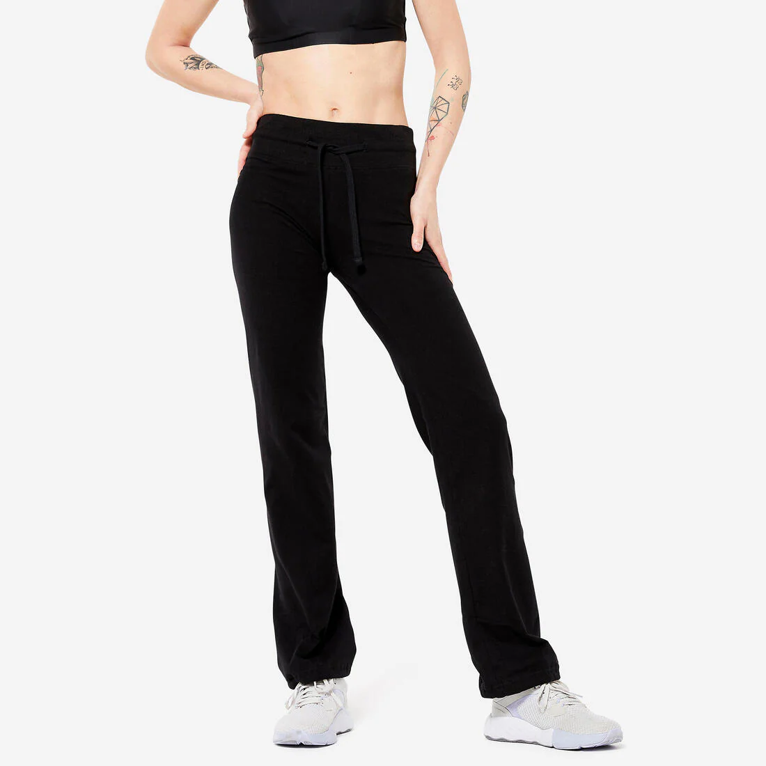 Leggings de fitness bajos ajustables negros para mujer Confort 500 - Image 2
