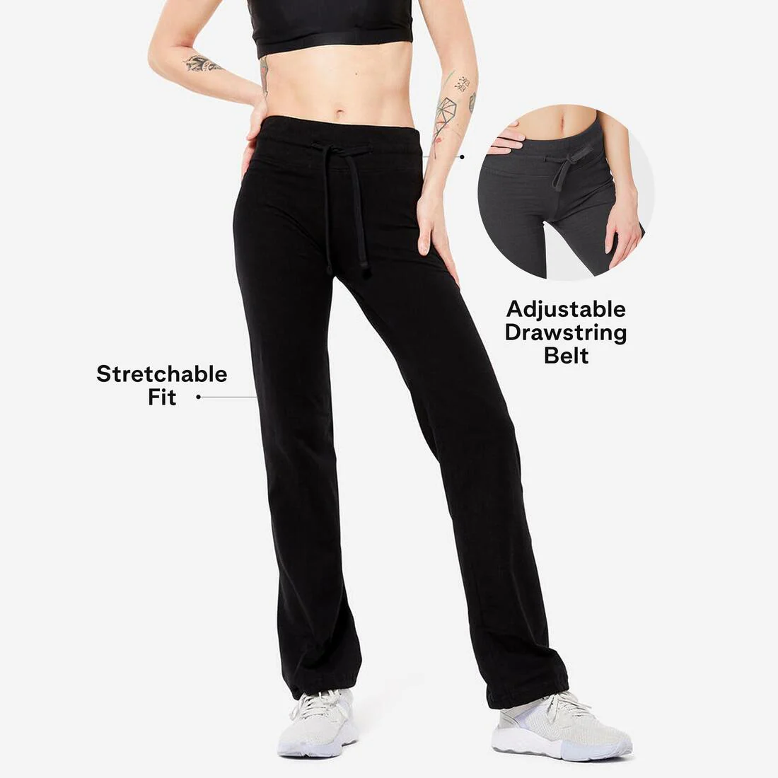 Leggings de fitness bajos ajustables negros para mujer Confort 500 - Image 22