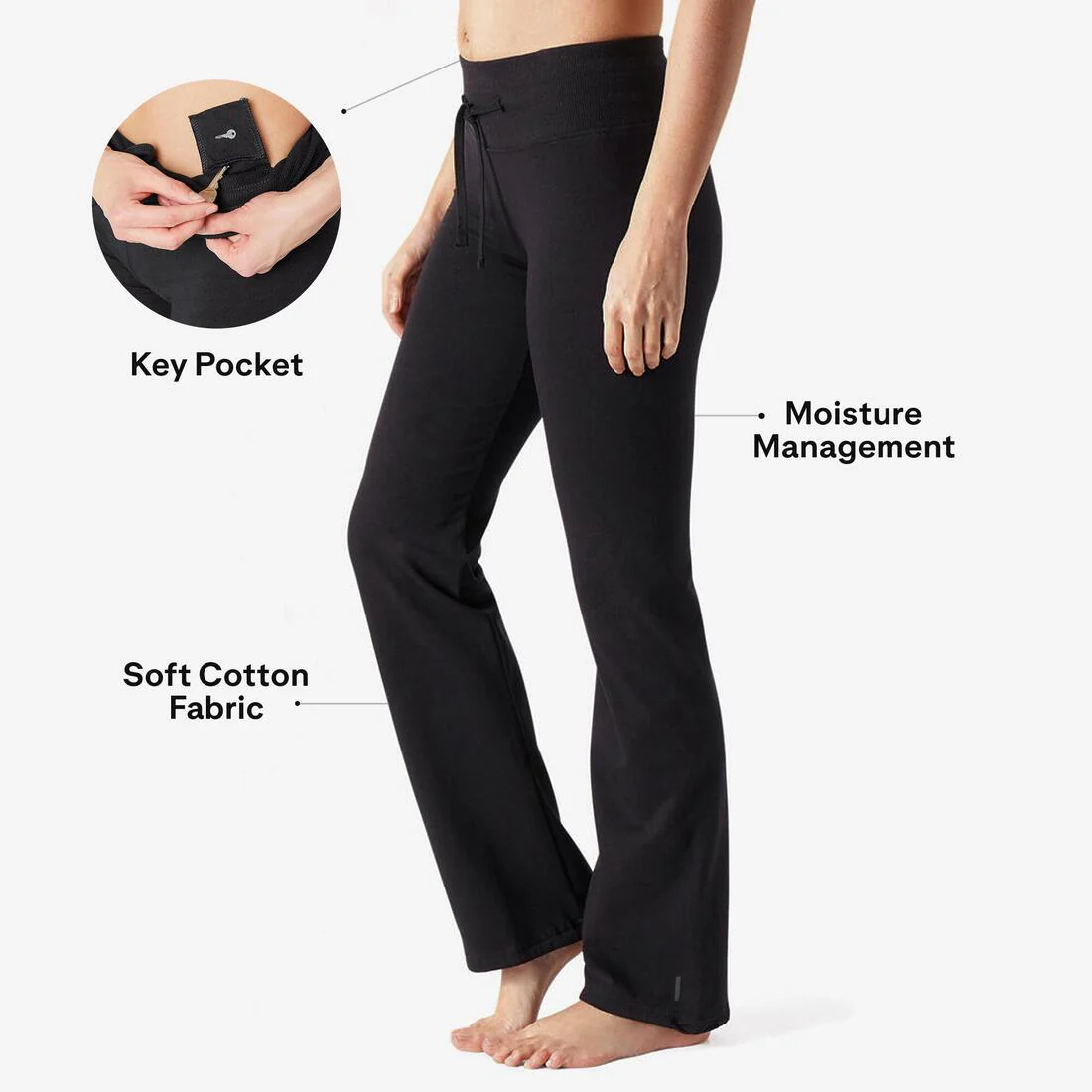 Leggings de fitness bajos ajustables negros para mujer Confort 500 - Image 27