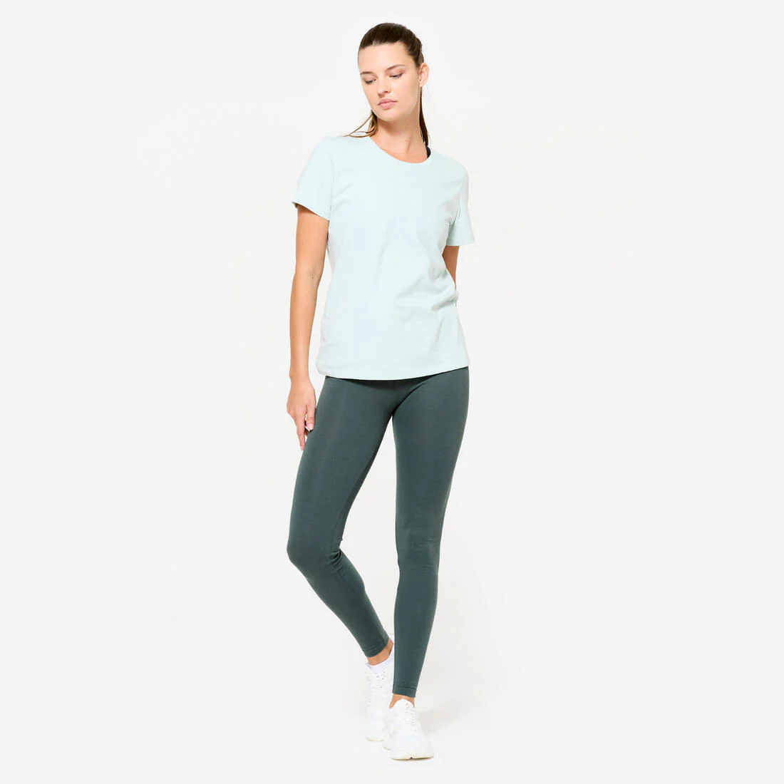 Leggings de fitness de corte slim grises para mujer 500 Fit+ - Image 5