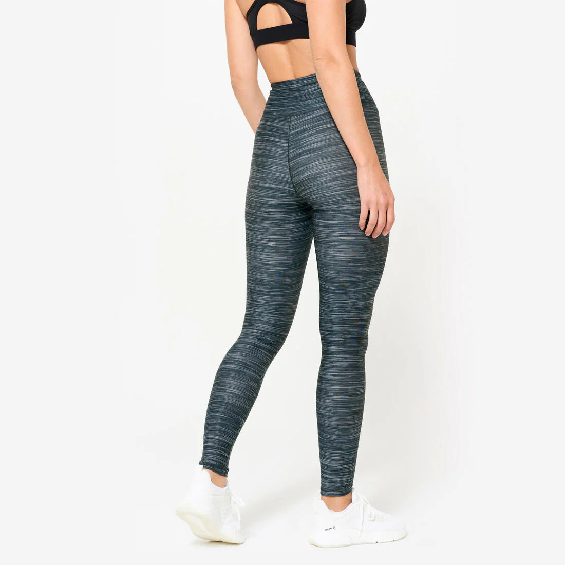 Leggings de fitness de tiro alto gris jaspeado con estampado para mujer - Image 10