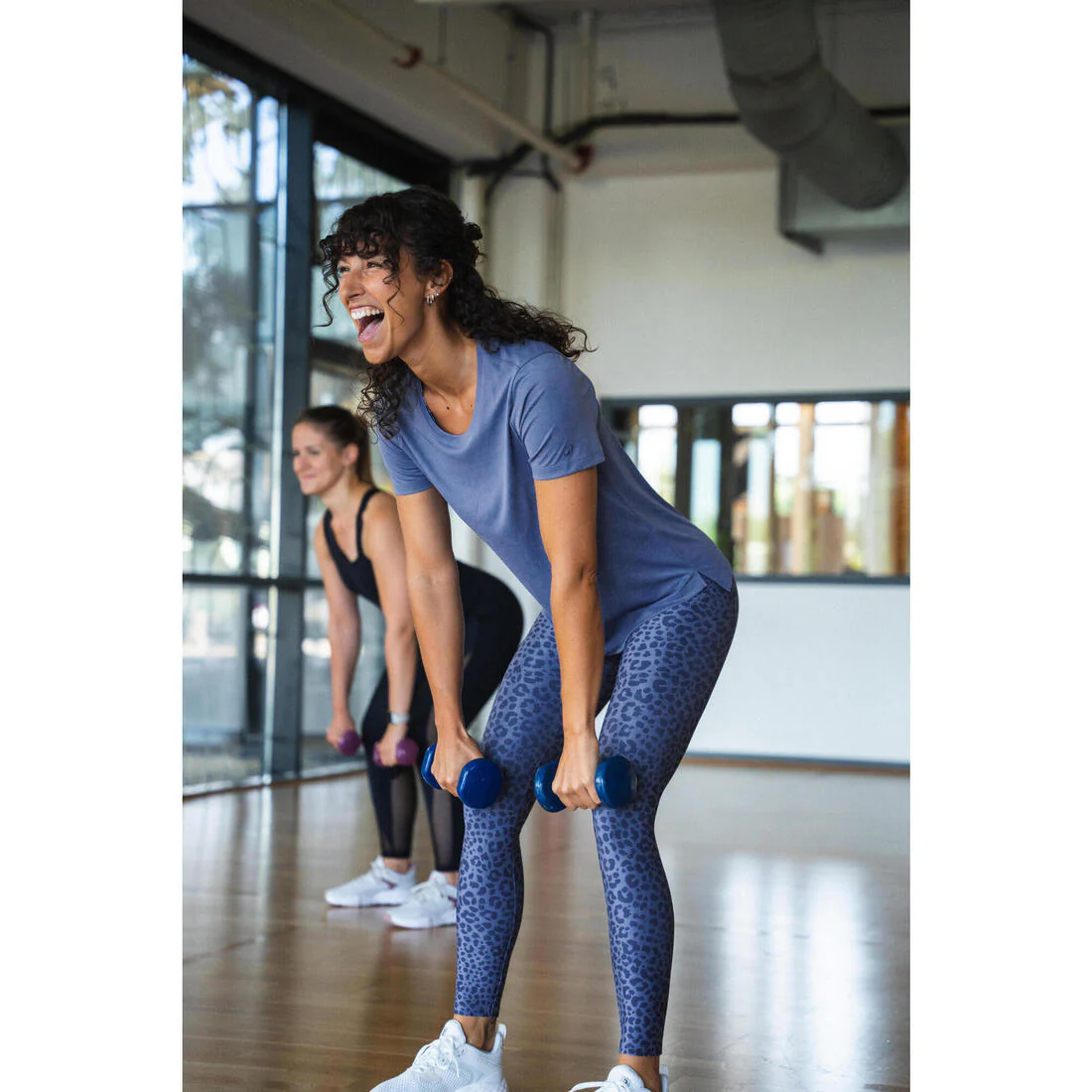 Leggings de fitness de tiro alto gris jaspeado con estampado para mujer - Image 18
