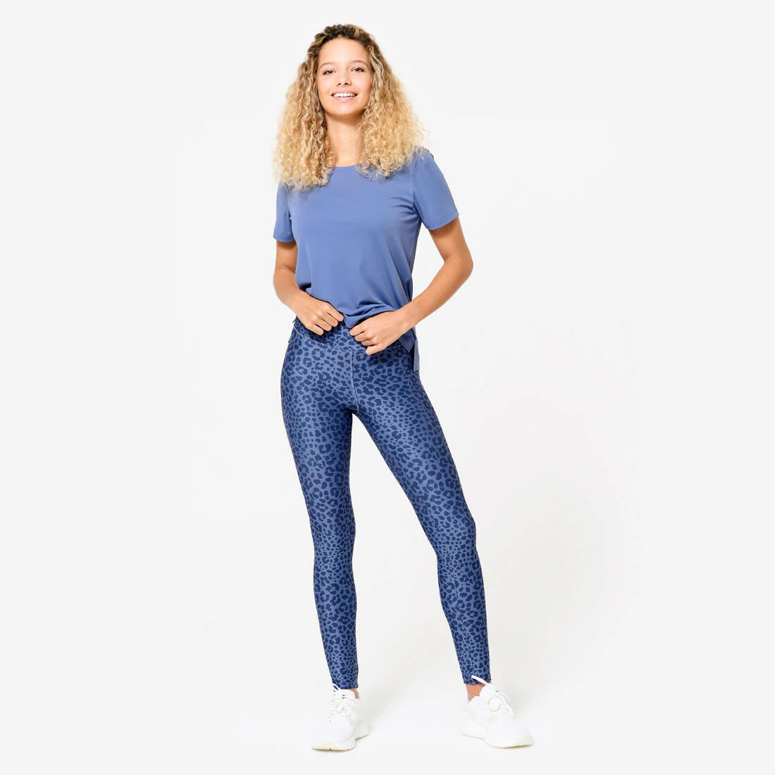 Leggings de fitness de tiro alto gris jaspeado con estampado para mujer - Image 6