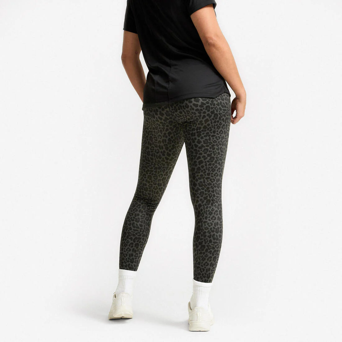 Leggings de fitness de tiro alto gris jaspeado con estampado para mujer - Image 7