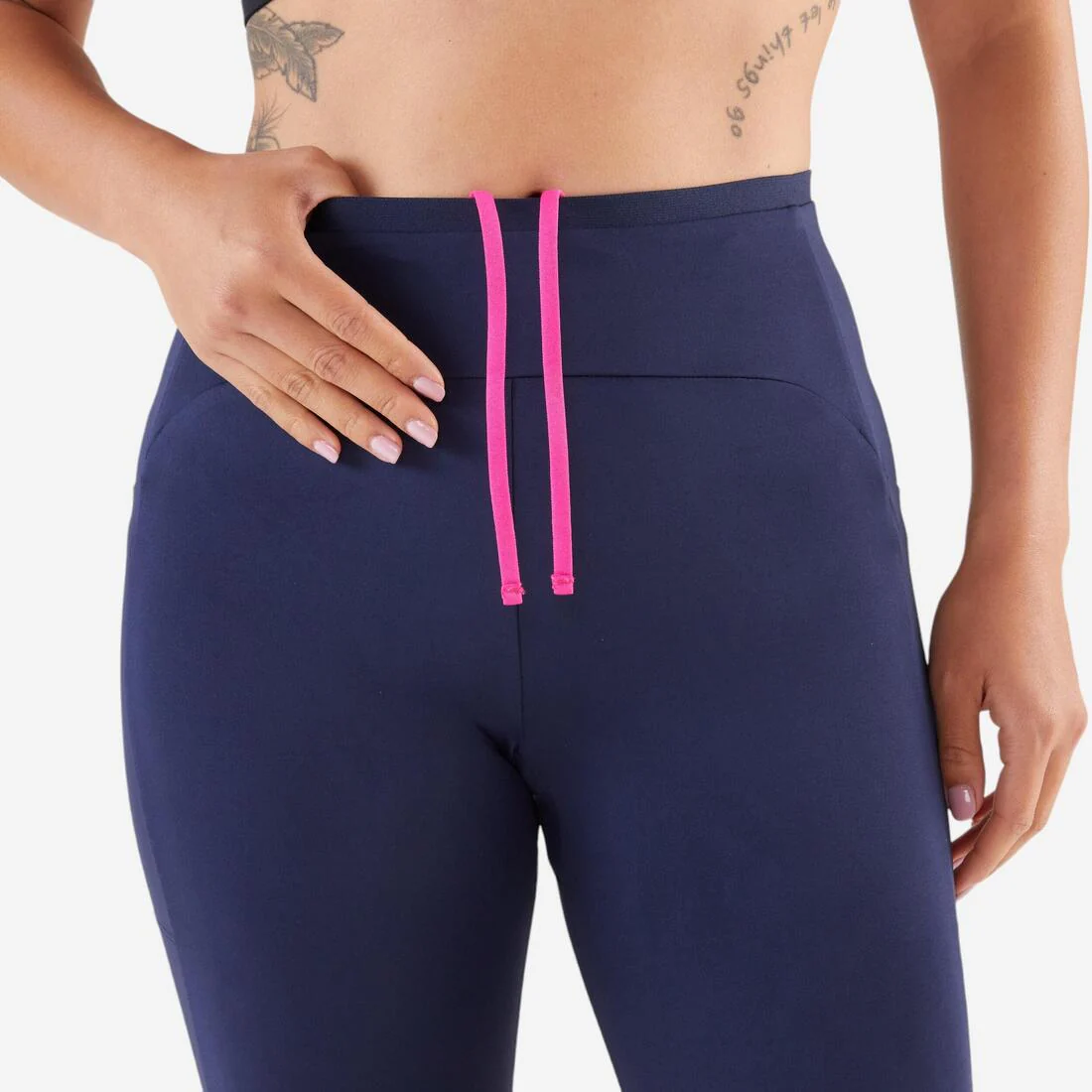 Leggings de running capri transpirables azul marino para mujer Kiprun Run 500 - Image 4
