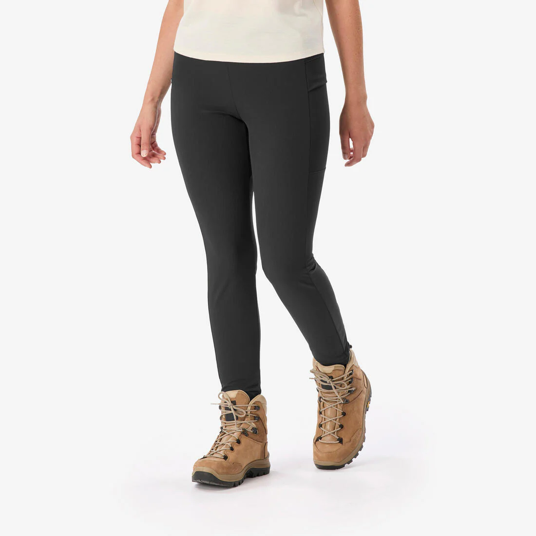 Leggings de trekking resistentes negros para mujer MT500