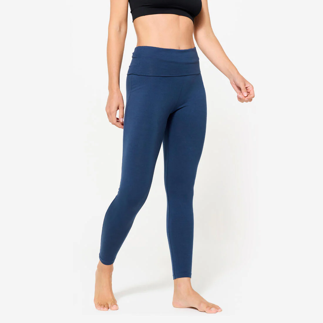 Leggings de yoga suave de tiro alto azul marino para mujer
