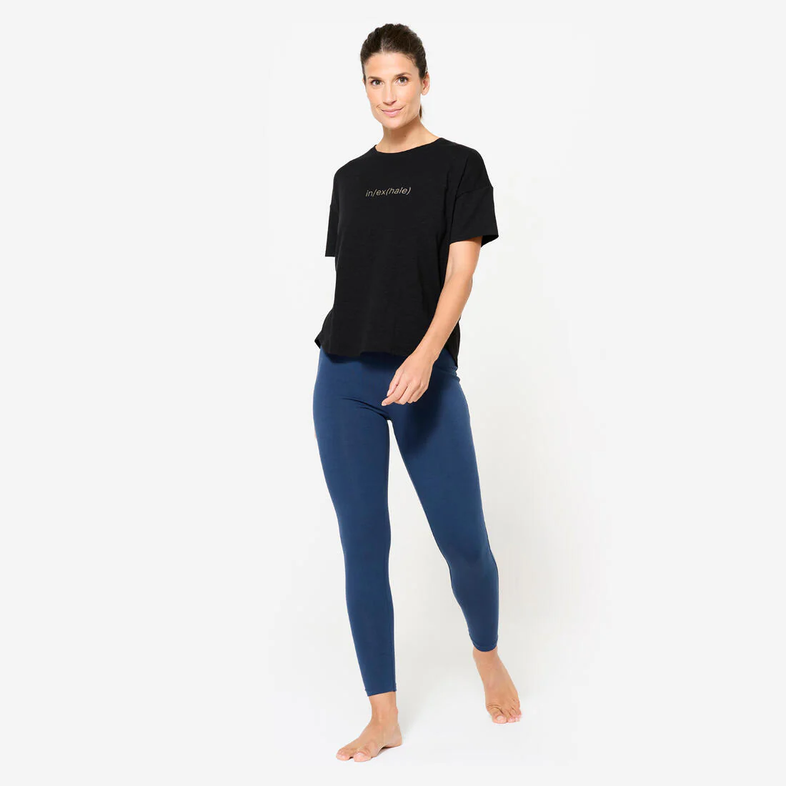 Leggings de yoga suave de tiro alto azul marino para mujer - Image 2