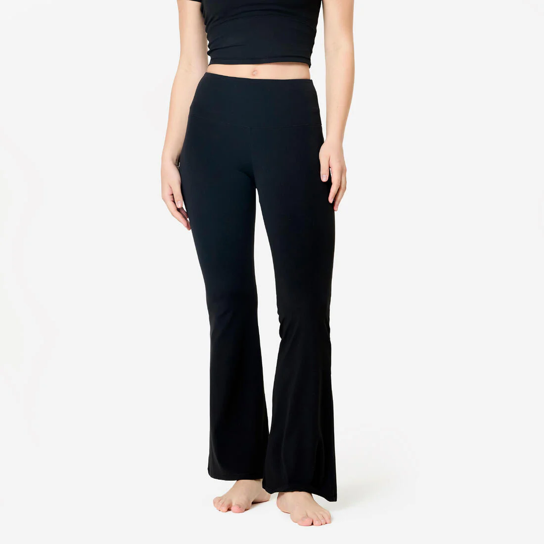 Leggings de yoga y pilates acampanados, elásticos y suaves negros Breathe