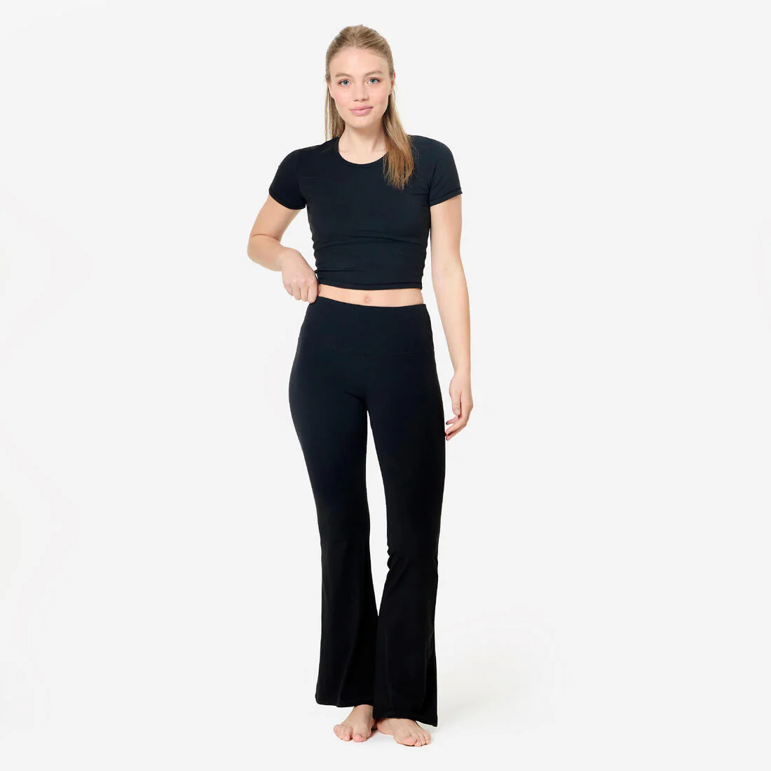 Leggings de yoga y pilates acampanados, elásticos y suaves negros Breathe - Image 2