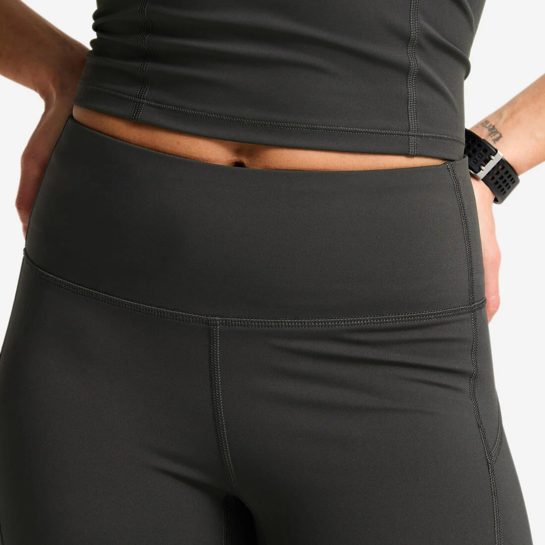 Leggings deportivos con corte moldeador de tiro alto rojo oscuro para mujer - Image 10