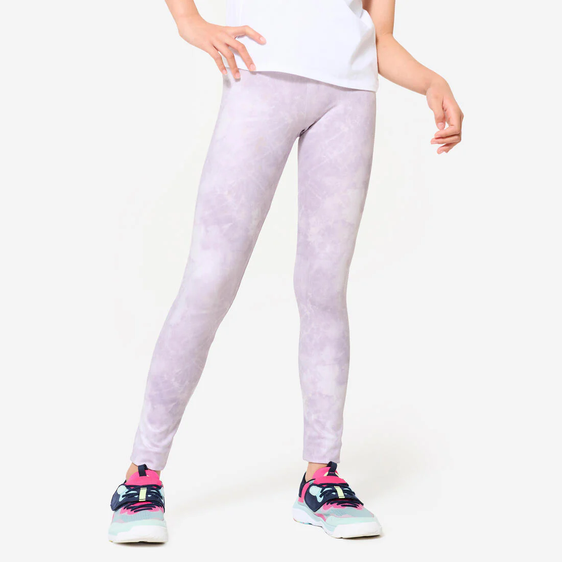 Leggings deportivos violeta con estampado para niñas S500