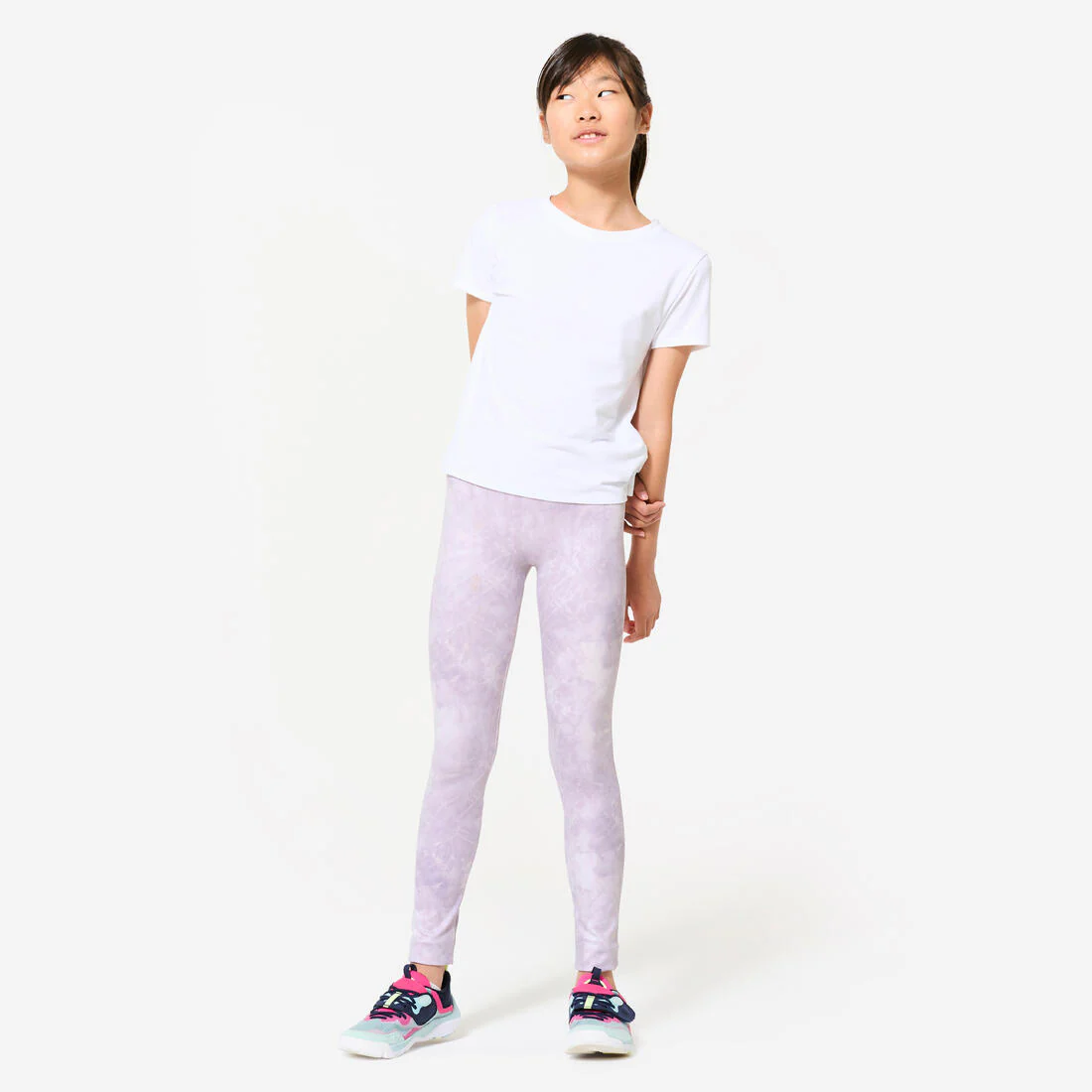 Leggings deportivos violeta con estampado para niñas S500 - Image 3