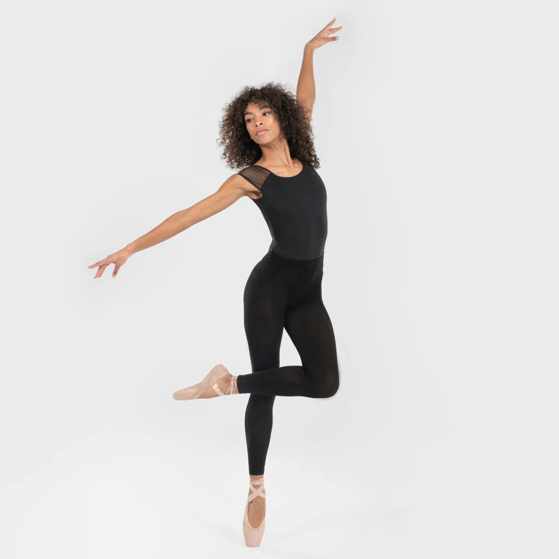 Leotardo Danza Clásica Mujer/Niña Negro Manga Corta Gasa - Image 6